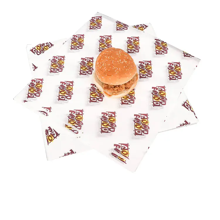 Custom Gedrukt Standaard Maat Buger Wrapper Vetvrij Burger Food Grade Verpakking Papier