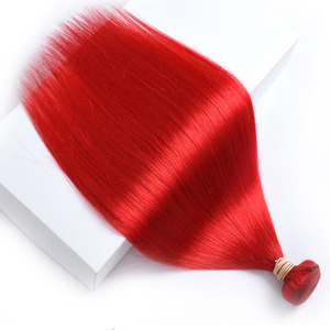 Rouge Brésilienne Droite Cheveux Humains Faisceaux Avec Fermeture De Dentelle 100 Grammes par Paquet 100% - Product Image 3