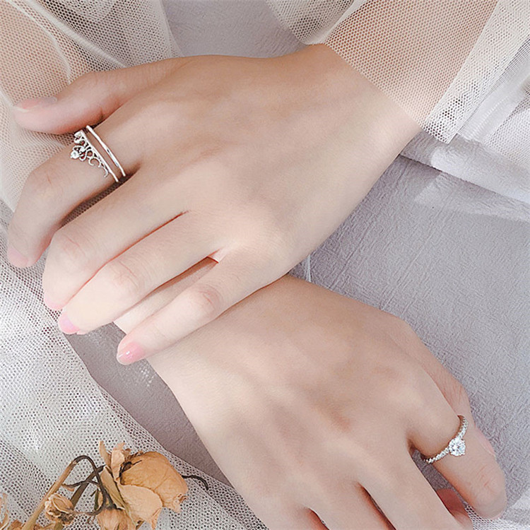 BUBEFSKD 2-teiliger Prinzessin Kronen Ring - Einstellbarer Schmuck