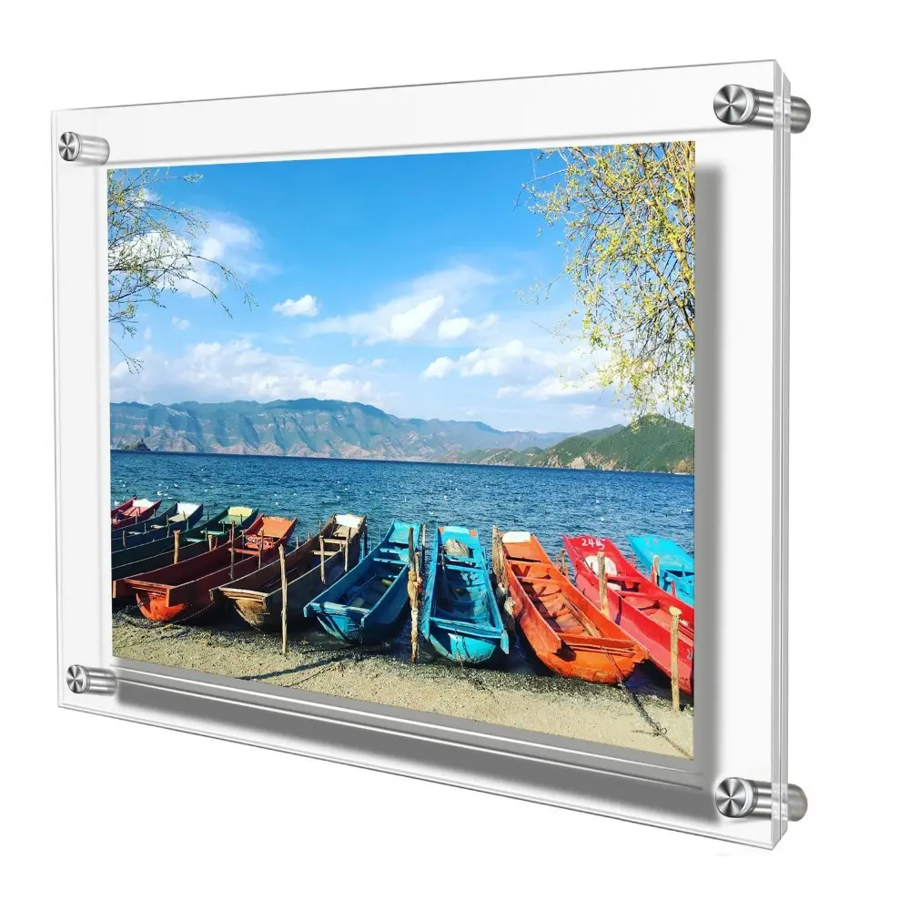 Özel sıcak satış çift Panel akrilik duvar montaj resim çerçevesi A3 A4 boyutu fotoğraf çerçevesi ile yüksek kalite