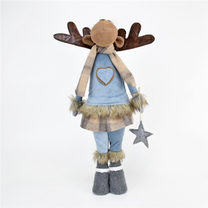 Boheng Xmas Gift Elk Home Decorations Standing Moose Christmas Decor Wholesale Blue Fabric Reindeer with <strong>Star</strong> <strong>Hanging</strong> - Product Image 2