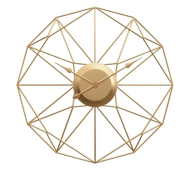 19.7 inch 50cm RAINHOU Amazon hot sell round gold simple brief metal art home decorative quartz wall mounted clock