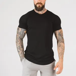 Оптовые мужские футболки для фитнеса и тренажерного зала, пустая футболка на заказ, черные футболки для тренировок