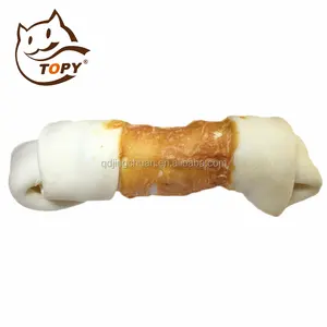 Material natural, comida popular para mascotas, envoltura de pollo, nudo blanco Rawhide