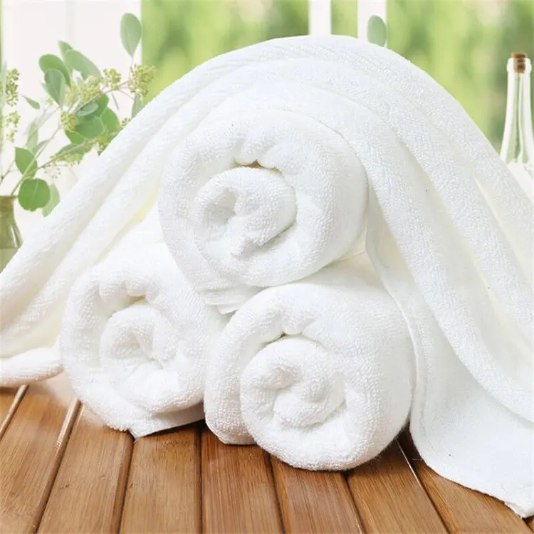 Toptan Guangzhou 100% pamuk beyaz plaj banyo havlusu takımı otel
