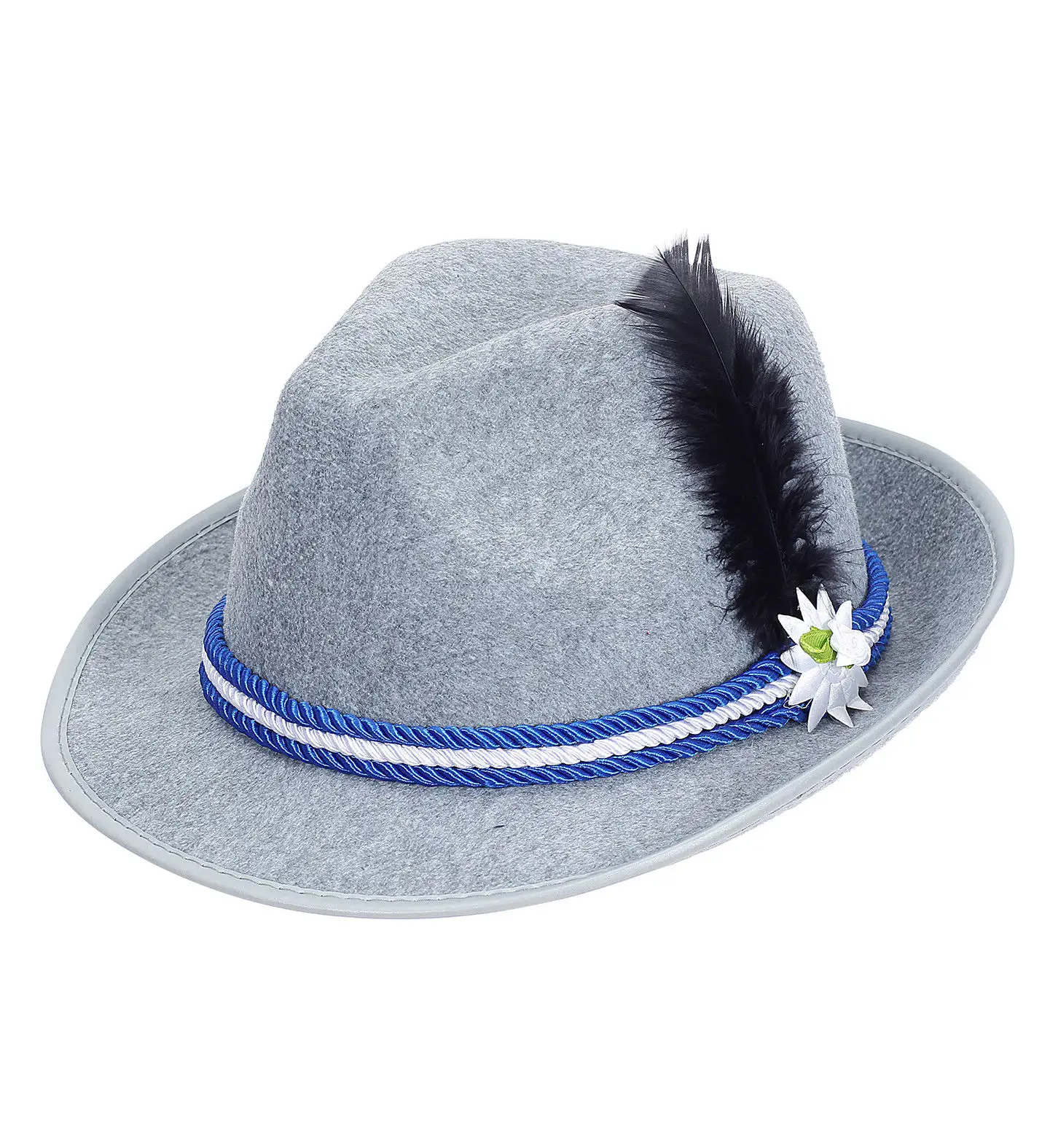 Felt Bavarian Fedora & Feather Hat One Size Regular Oktoberfest Fancy Dress AG149