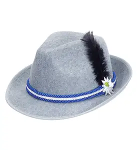 Feltro Bavarese Fedora e Cappello di Piume Un Formato Normale Oktoberfest Fancy Dress AG149