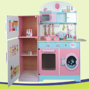 Juego de <span class=keywords><strong>Cocina</strong></span> Grande de <span class=keywords><strong>Madera</strong></span> Rosa, Juguete de <span class=keywords><strong>Cocina</strong></span> de <span class=keywords><strong>Madera</strong></span> con Refrigerador para Niños - Product Image 4