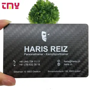 Impresión de serigrafía de tarjeta de visita de fibra de carbono de lujo única de alta calidad personalizada