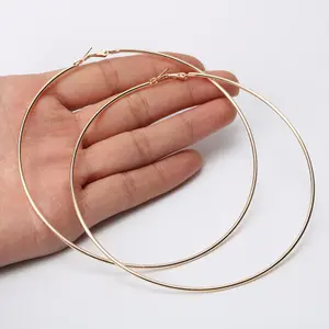 2020 New Wholesale Rhinestone 65mm CC Earrings Hot 80mm 90mm Big Hoop Gold Plated Earrings