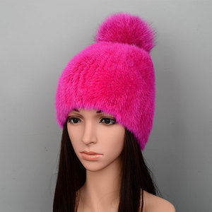 Nhà Máy Bán Buôn Mùa Đông Ấm Chồn Beanie <span class=keywords><strong>Hat</strong></span> Cho Phụ Nữ Với Fox <span class=keywords><strong>Fur</strong></span> Bóng Hình Ảnh Phong Cách Thiết Kế Phổ Thông - Product Image 5