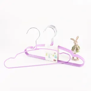 YC pvc coated metal wire clothes hanger for kids baby children anti-slip wet dry hangers