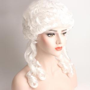 Peluca de Cosplay sintética para hombre, disfraz barroco rizado, color blanco, para el Día de Muertos - Product Image 2