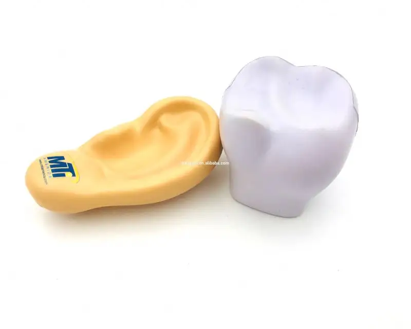 Özelleştirilmiş yeni PU köpük kişiselleştirilmiş diş Anti stres topu promosyon kulak Anti stres topu sıkmak oyuncaklar tıbbi modeli
