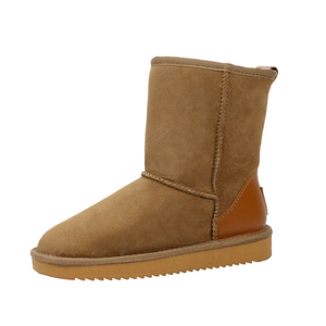 Custom Classic Winter Durable Warm Genuine Leather Soft Soft Snow Botines de piel de oveja para mujer Castaño - Product Image 1