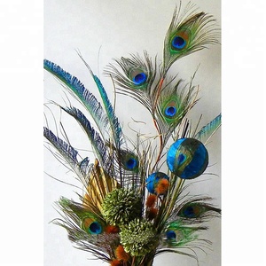 Chirtsmas decorations colorful feather hanging ornament peacock feather ball - Product Image 1