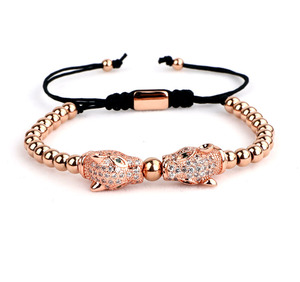 Bijoux de location de <span class=keywords><strong>luxe</strong></span> CZ Pave léopard charmes en acier inoxydable macramé Bracelet femmes hommes JBS10680 - Product Image 3