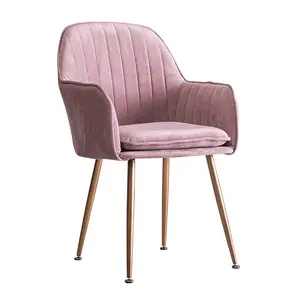 Дизайнерский стол и стул для ресторана, современная металлическая проволочная мебель, золотистый бархатный обеденный стул розового цвета