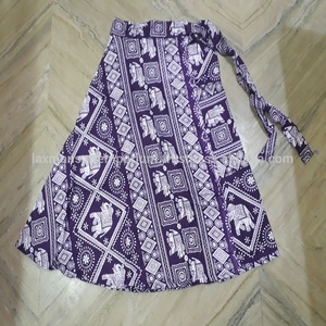 Jupes rondes portefeuille pour femmes imprimées en coton de couleurs unies exportateur en gros de l'Inde - Product Image 3