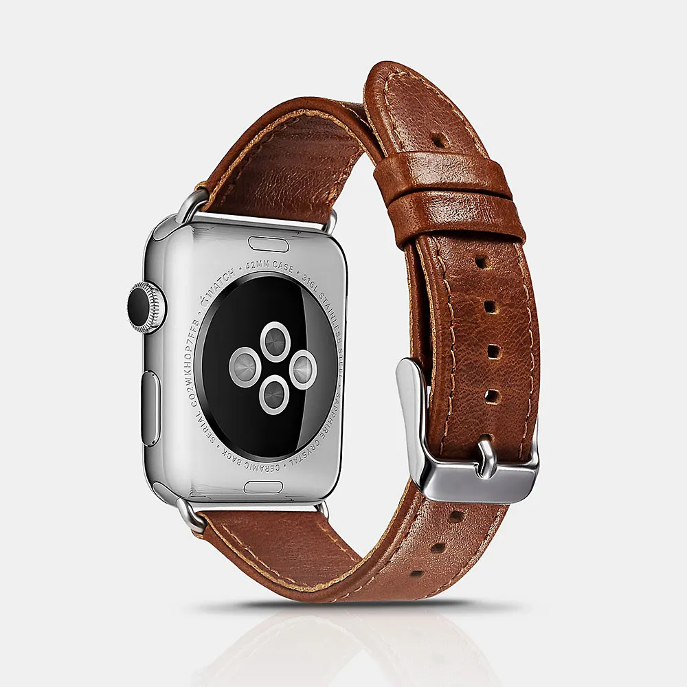 Großhandel Vegan Men Watch strap Echtes Handgelenk 38mm Gürtel Uhren armband 42mm Lederband für Iwatch Band für Iphone