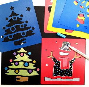 plantilla <span class=keywords><strong>6</strong></span> unids conjunto niños ESTUDIO DE respetuoso del medio ambiente de Navidad de plástico pintura plantillas - Product Image 2