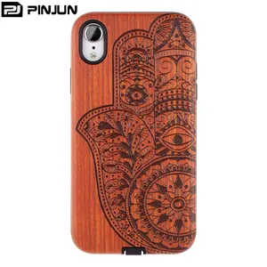 Customized Wood Pattern Laser Carving Mandala Flower Wolf Phone Case For iPhone XR XS Max Fashion Mobile Cover