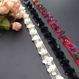 Garniture en dentelle florale 3d, pour bricolage, vêtement, couture et col, vente d'usine