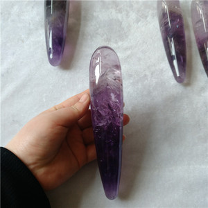 Sichere natürliche Amethyst Quarz Kristall Massage Yoni Zauberstäbe Kristall sexy Dildos Penis - Product Image 5