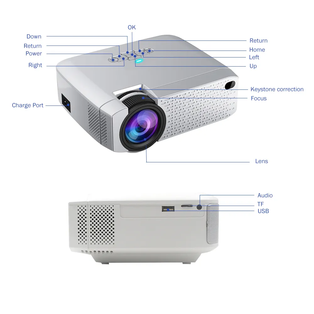 Yüksek kaliteli üretici projektör D40W full hd LED 1080p ev sineması taşınabilir Wifi projektör