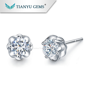 Diferencia entre moissanite y diamante más barato 2 carat 14 K oro amarillo moissanite <span class=keywords><strong>siempre</strong></span> brillantes pendientes - Product Image 1