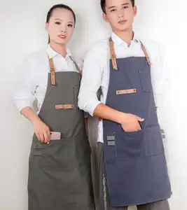 Apron female Korean fashion barista thickening strap painting floral hot pot adult men's special work apron