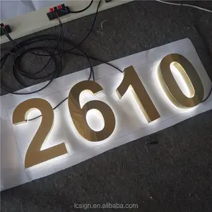 Sign Led Light Custom LED Light 3D Stainless Steel Acrylic Backlit House Numberfor Outdoor Home Address Door Sign