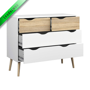 4 <span class=keywords><strong>Commode</strong></span> <span class=keywords><strong>Blanc</strong></span>/Structure Chêne Brillant Tiroirs - Product Image 1