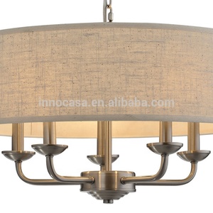 โคมไฟแขวนเพดานเหล็กและผ้า,ดีไซน์ใหม่สำหรับตกแต่งบ้านพร้อมที่วางตะเกียงเทียนและโซ่ - Product Image 2