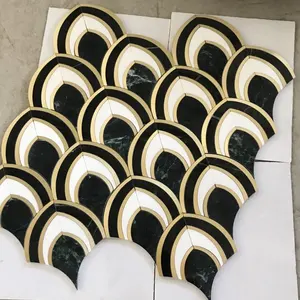 Featured Products from Coverings 2019 marble inlay with brass waterjet mosaic
