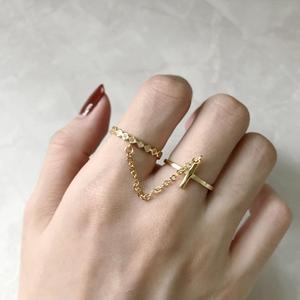 Anelli Trendy in <span class=keywords><strong>Argento</strong></span> <span class=keywords><strong>925</strong></span> con Zirconi, <span class=keywords><strong>Anello</strong></span> a <span class=keywords><strong>Catena</strong></span> Regolabile con Croce per Donne - Product Image 5