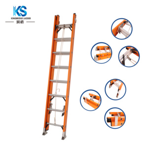 Scala Telescopica in Vetroresina FRP con 2x7 Gradini, Doppi Ganci, Capacità di Carico 150kg per Uso Elettrico - Product Image 1
