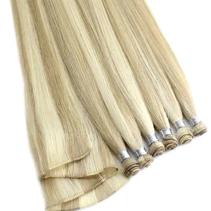 Luxury Quality Wholesale Hair Extension Cuticle Virgin Russian Hair Double Drawn Hand-tied Hair Weft