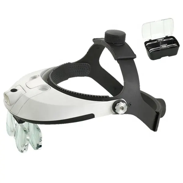 MG81001-H LED Helmet Magnifier Optivisor Headlight Glass Magnifying 5 Lenses Head Loupe