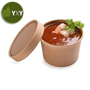 Bols à <span class=keywords><strong>soupe</strong></span> en papier Kraft <span class=keywords><strong>jetable</strong></span>, 100% biodégradables, à emporter, avec couvercle, paquet de 10 pièces - Product Image 2