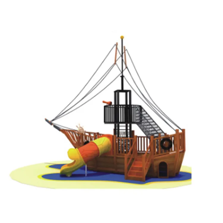 Grande tema do navio de pirata comercial crianças, combinação ao ar livre de madeira equipamento para venda