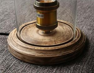 Handmade Electric Antique Wood Base LED Dimmable <strong>Glass</strong> <strong>Shade</strong> Table <strong>Lamps</strong> Home Decor - Product Image 3