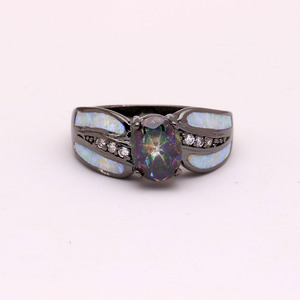 Al por mayor venta al por mayor nuevo oro negro principal de piedra zircon opal anillo de diamantes anillo de compromiso - Product Image 3