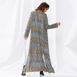 Fabricante de fábrica <span class=keywords><strong>primavera</strong></span> Otoño abierto de manga completa impresa chaqueta X largo las señoras trinchera abrigo - Product Image 6