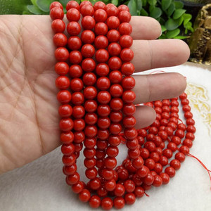 Perline Rotonde in Pietra all'Ingrosso 4mm-12mm, Fili di Perle Sciolte in <span class=keywords><strong>Corallo</strong></span> Rosso per Creazione di Gioielli - Product Image 1