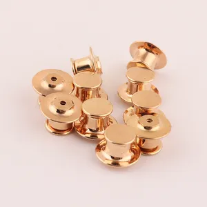 gold color brass locking flat head lapel pin back keeper for clutch pin back clasps