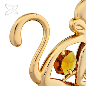 Crystocraft 12 <span class=keywords><strong>Oroscopo</strong></span> Cinese Zodiaco 24 Placcato Oro Scimmia Figurine Scultura con Taglio Brillante Cristalli Feng Shui Artigianato