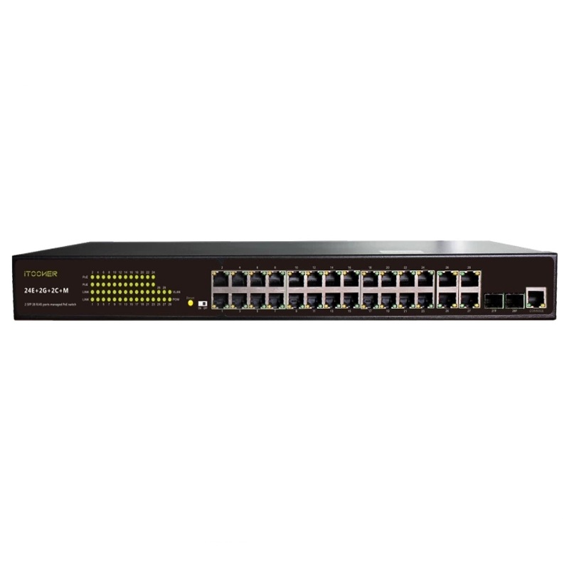 Заводская цена OEM 28 порт Ethernet сетевой переключатель POE с 2 гигабитным портом RJ45