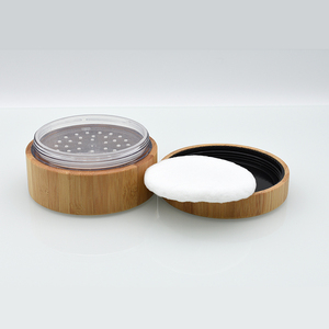 Haute qualité 1oz 30g 30 grammes élégant vide bambou cosmétique poudre conteneur 30g 30ml bambou poudre libre pot avec tamis <span class=keywords><strong>et</strong></span> tampon - Product Image 2