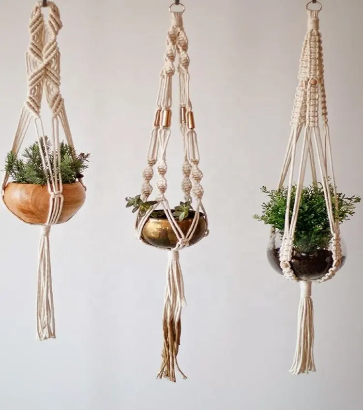 Modern Handmade Cotton Macrame Plant Hanger New Year's Home Decor Gift Idea Best Price